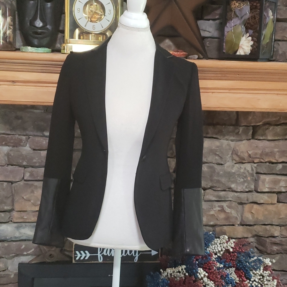 RAG & BONE LAMB LEATHER TRIM BLAZER SZ 0